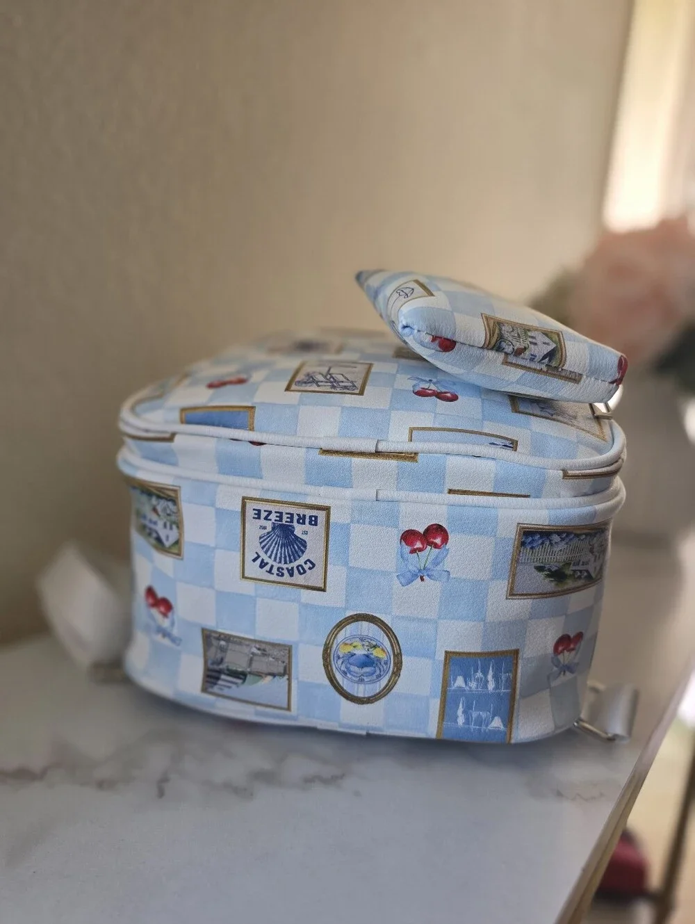 Madden Girl Coastal Breeze Mini Backpack & Coin Pouch Set Blue Gingham - NWT